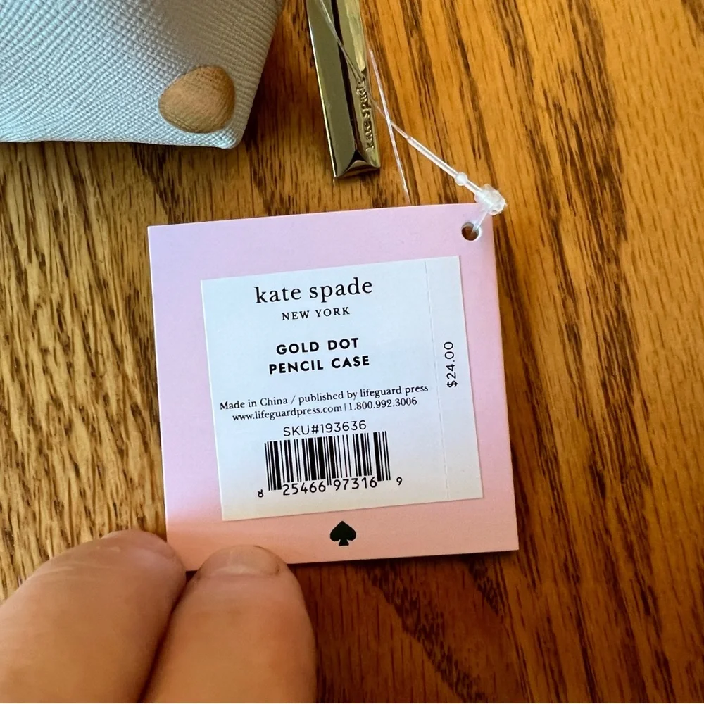 NWT Kate Spade Gold Dot Pencil Case